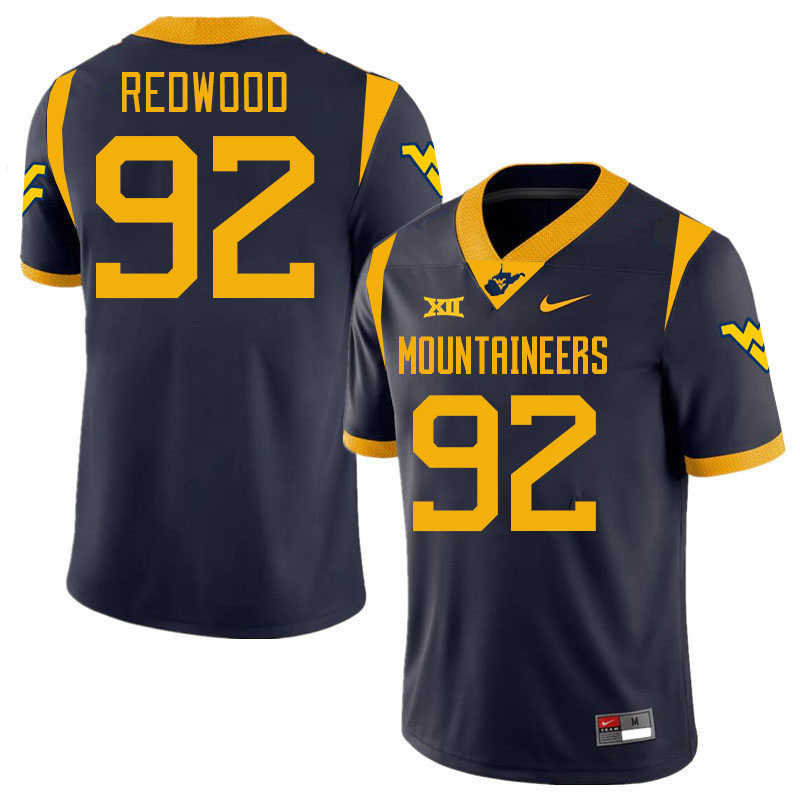 #92 Asani Redwood West Virginia Mountaineers College 2024 New Uniforms Football Jerseys Stitched Sale-Navy